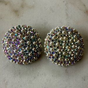 Richard Kerr 1980s Vintage Rhinestone Clip On earrings | Richard Kerr earrings